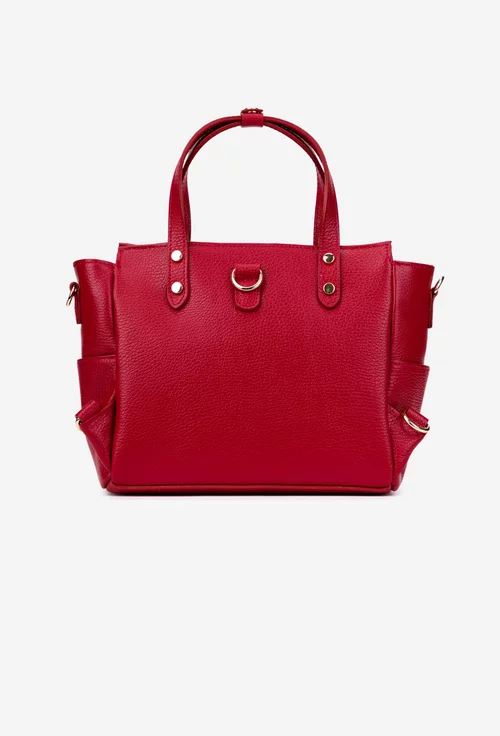 Geanta dama din piele texturata rosie