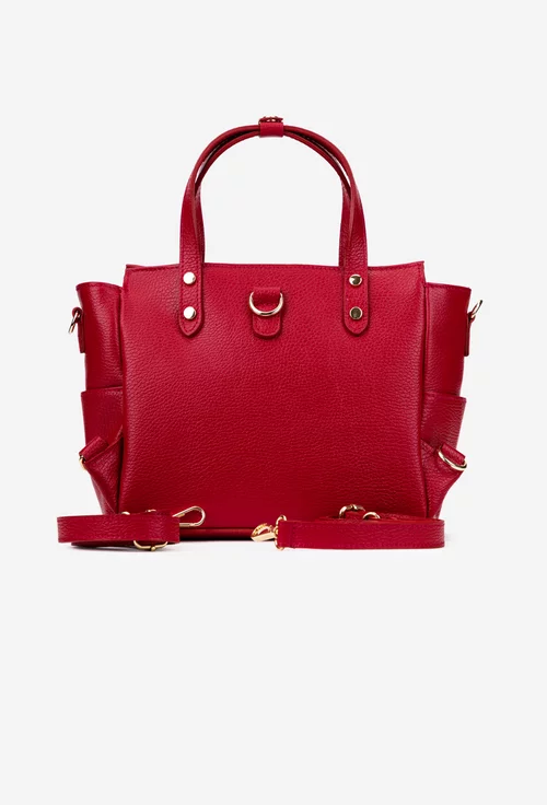 Geanta dama din piele texturata rosie