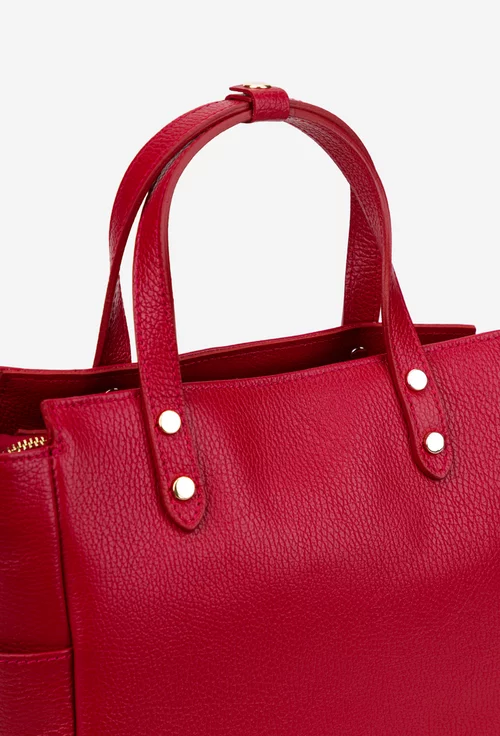 Geanta dama din piele texturata rosie