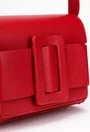 Geanta dama din piele texturata rosie cu ornament