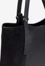 Geanta dama din piele texturata si intoarsa neagra