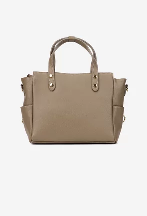 Geanta dama din piele texturata taupe