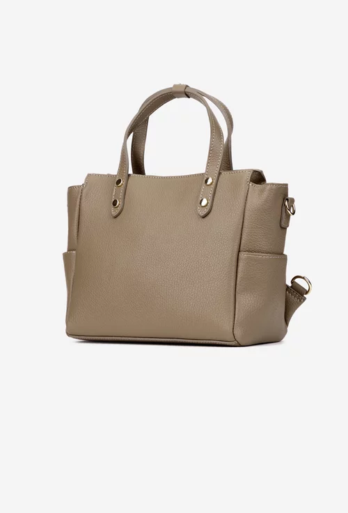 Geanta dama din piele texturata taupe