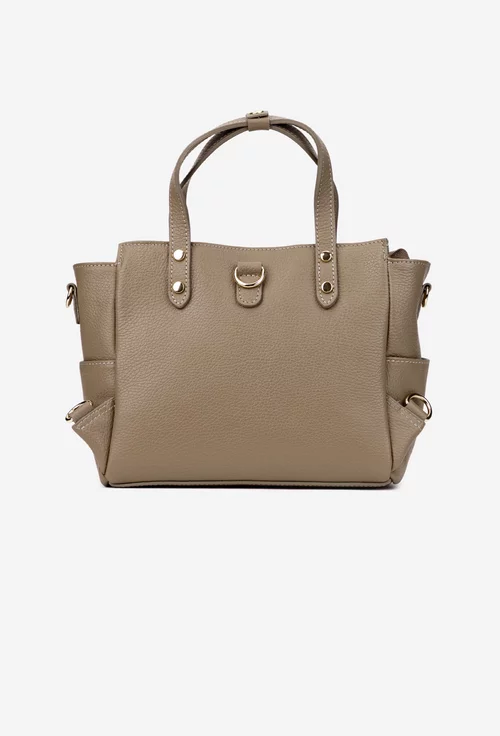Geanta dama din piele texturata taupe