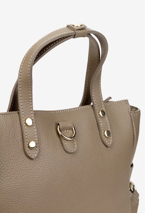 Geanta dama din piele texturata taupe