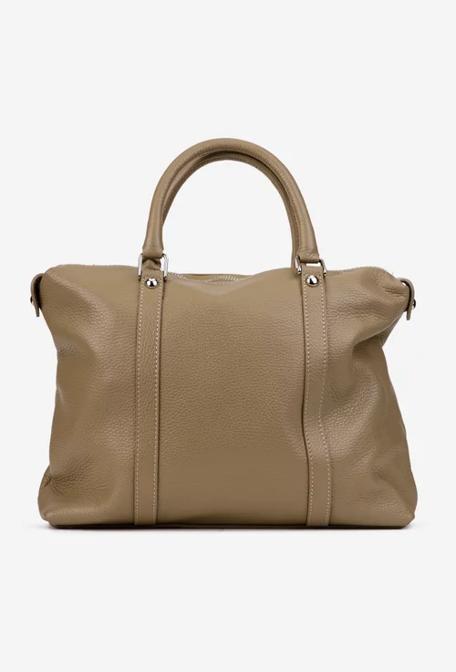 Geanta dama din piele texturata taupe