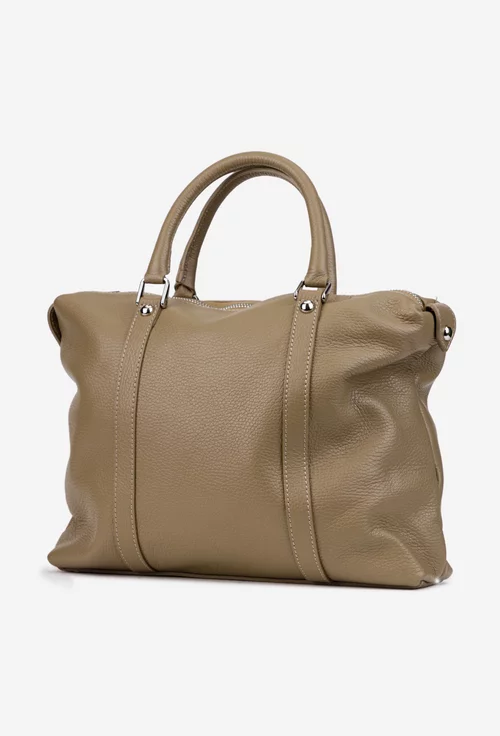 Geanta dama din piele texturata taupe