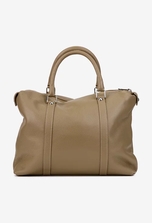 Geanta dama din piele texturata taupe