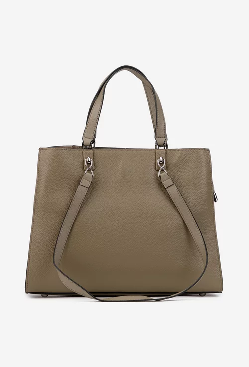 Geanta dama din piele texturata taupe