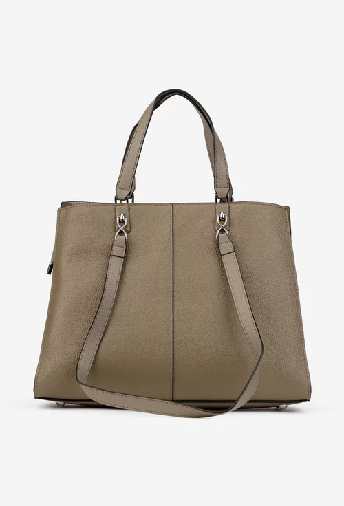 Geanta dama din piele texturata taupe