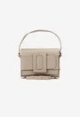 Geanta dama din piele texturata taupe cu ornament