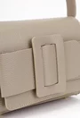 Geanta dama din piele texturata taupe cu ornament