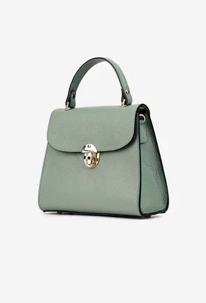 Geanta dama din piele texturata verde