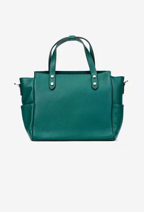 Geanta dama din piele texturata verde
