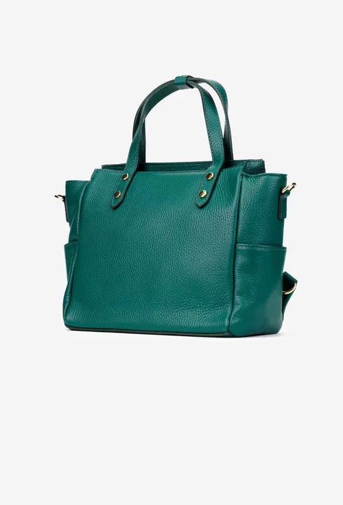 Geanta dama din piele texturata verde
