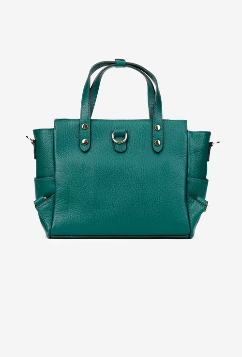 Geanta dama din piele texturata verde