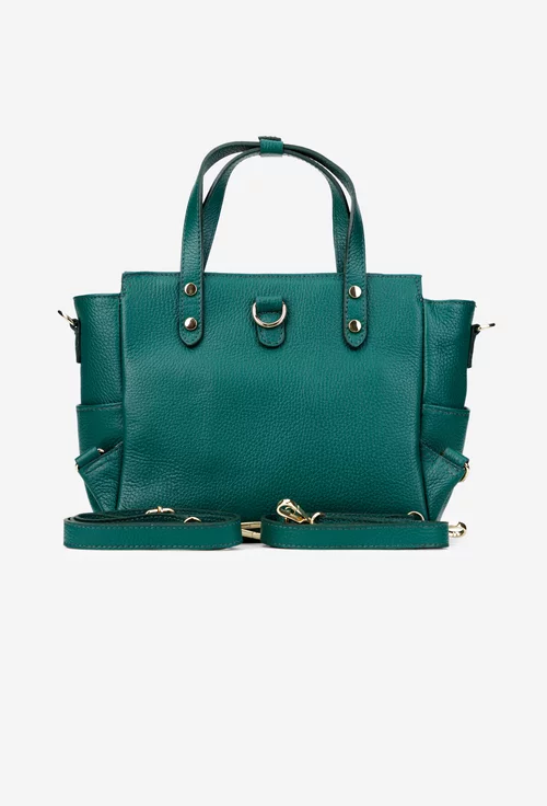 Geanta dama din piele texturata verde