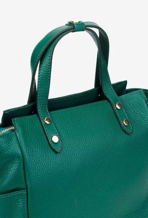 Geanta dama din piele texturata verde