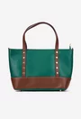 Geanta dama din piele texturata verde cu maro