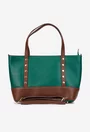 Geanta dama din piele texturata verde cu maro