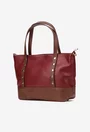 Geanta dama din piele texturata visinie cu maro