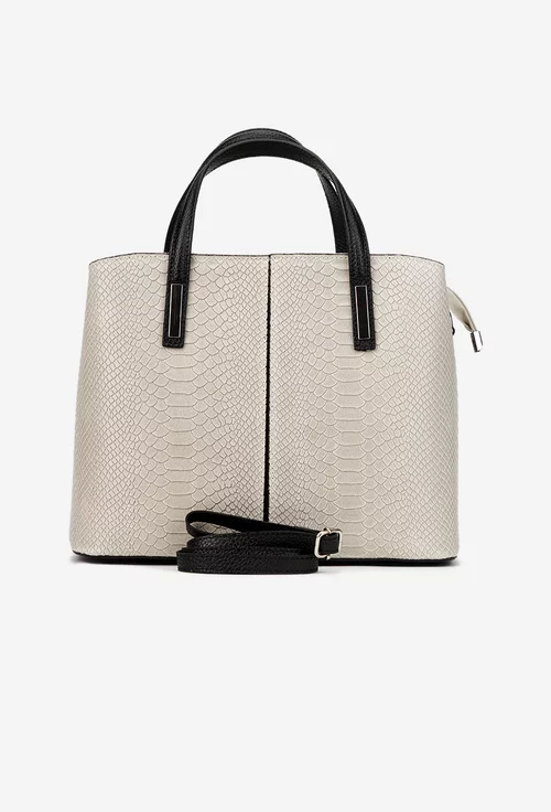 Geanta dama gri deschis confectionata din piele croco picture - 4