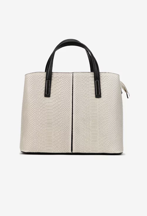 Geanta dama gri deschis confectionata din piele croco picture - 2