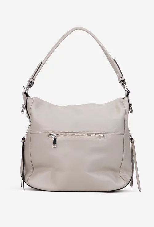 Geanta dama gri din piele cu buzunare