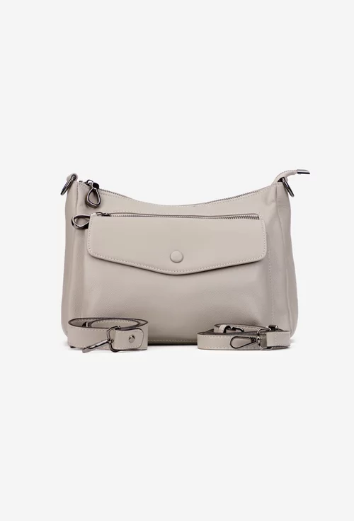 Geanta dama gri din piele naturala