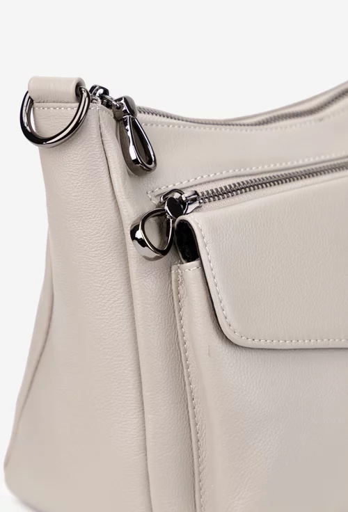 Geanta dama gri din piele naturala