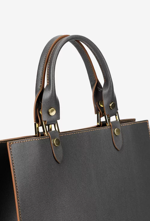 Geanta dama gri din piele naturala