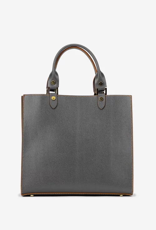 Geanta dama gri din piele naturala