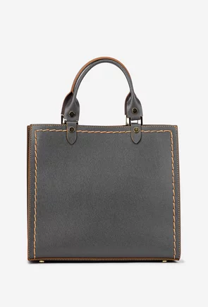 Geanta dama gri din piele naturala