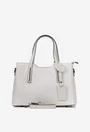 Geanta dama gri din piele naturala cu imprimeu