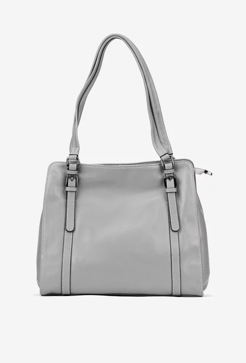 Geanta dama gri din piele texturata