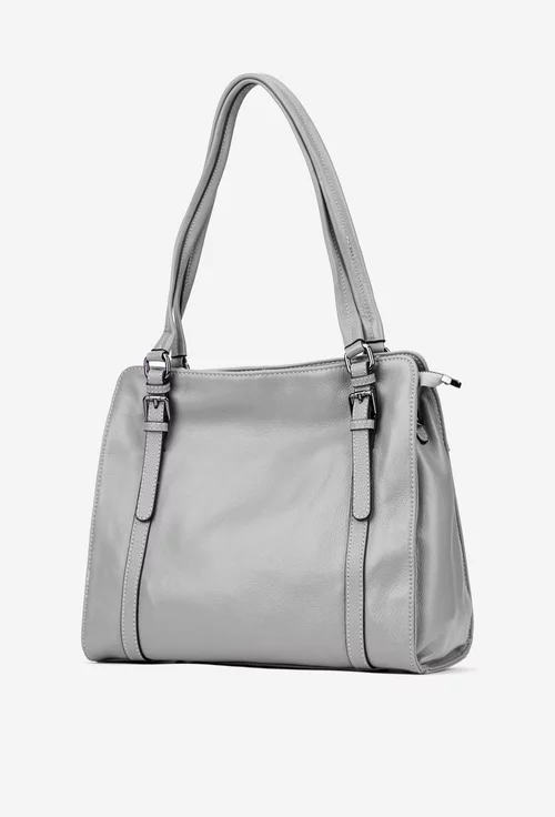 Geanta dama gri din piele texturata