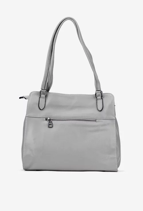 Geanta dama gri din piele texturata