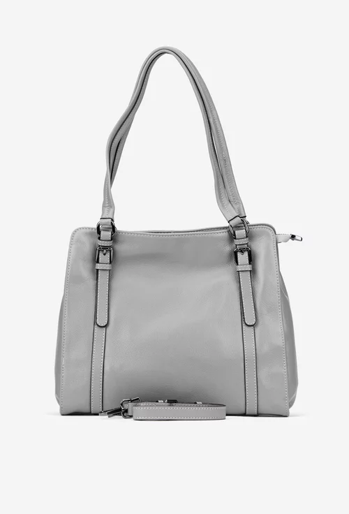 Geanta dama gri din piele texturata