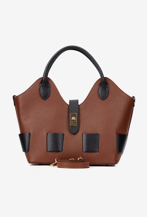 Geanta dama maro cu negru din piele texturata