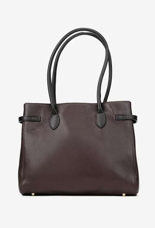 Geanta dama maro cu negru din piele texturata cu ornament