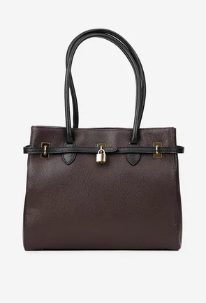 Geanta dama maro cu negru din piele texturata cu ornament