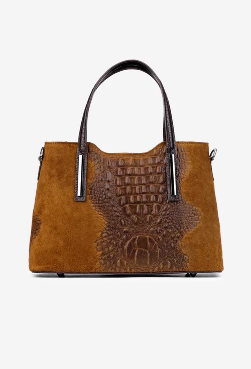 Geanta dama maro din piele intoarsa cu model croco - Dasha.ro