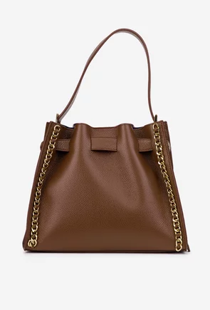 Geanta dama maro din piele texturata cu ornament lant