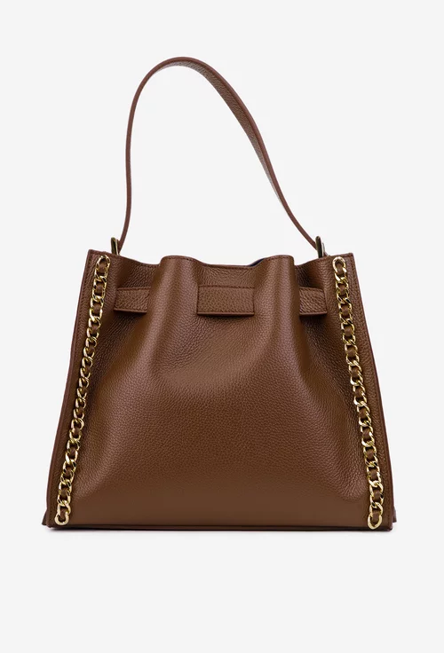 Geanta dama maro din piele texturata cu ornament lant