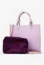 Geanta dama mov deschis din piele naturala