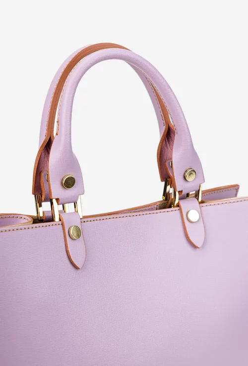 Geanta dama mov deschis din piele naturala