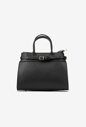 Geanta dama neagra confectionata din piele texturata