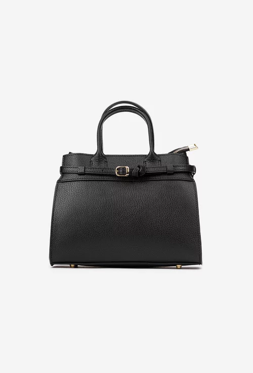 Geanta dama neagra confectionata din piele texturata