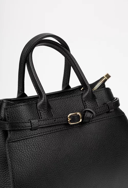 Geanta dama neagra confectionata din piele texturata