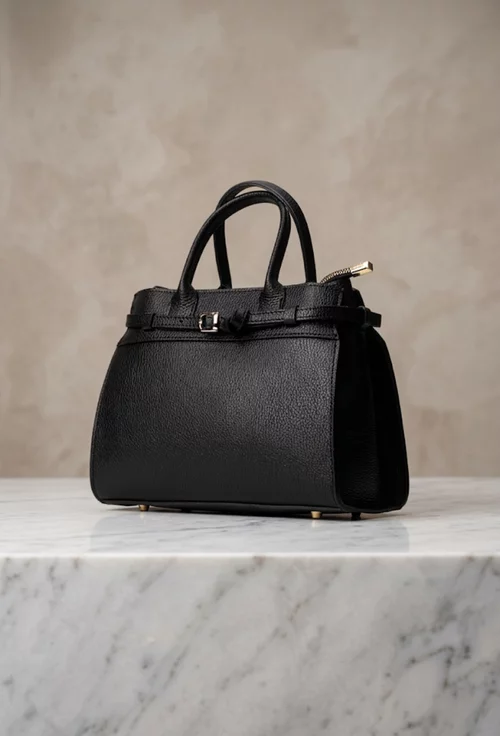 Geanta dama neagra confectionata din piele texturata picture - 4